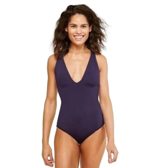 Andie LT Bali Criss Cross One Piece Swimsuit Navy Blue Size XLT 14-16 NEW - Picture 1 of 5